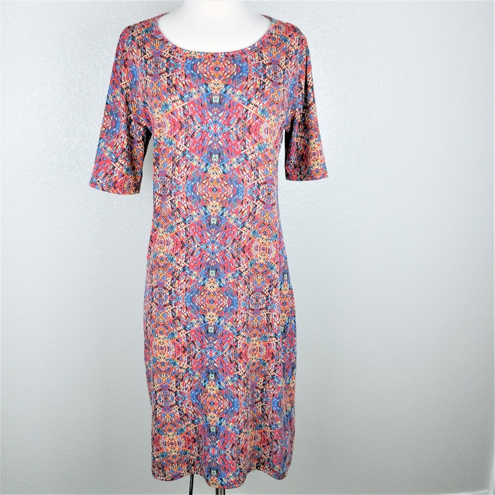LuLaRoe Julia Geometric Diamond Boho Print Dress L